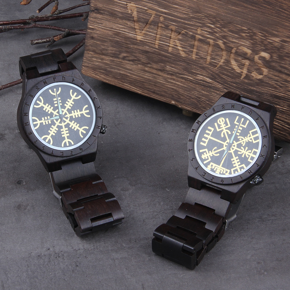 Jewelry Watches For Women - 수제 나무 시계 남자 여자 룬