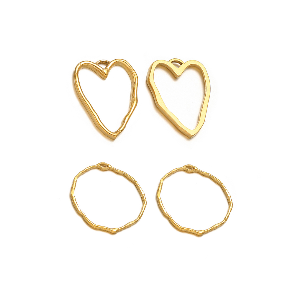 Hoop Earrings - 5개 하트 모양 참 스테인리스 스틸