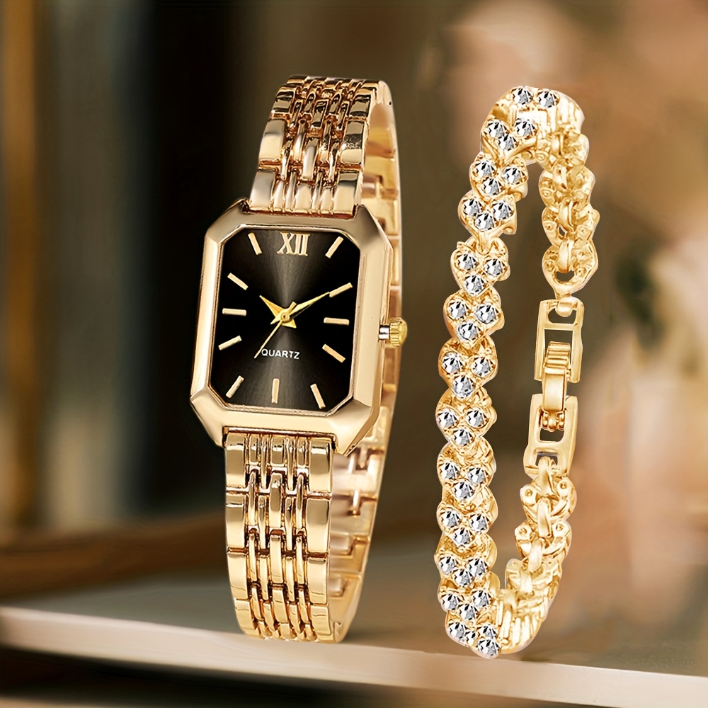 Jewelry Watches For Women - 2PCS 패션 직사각형 여성 쿼츠 시계
