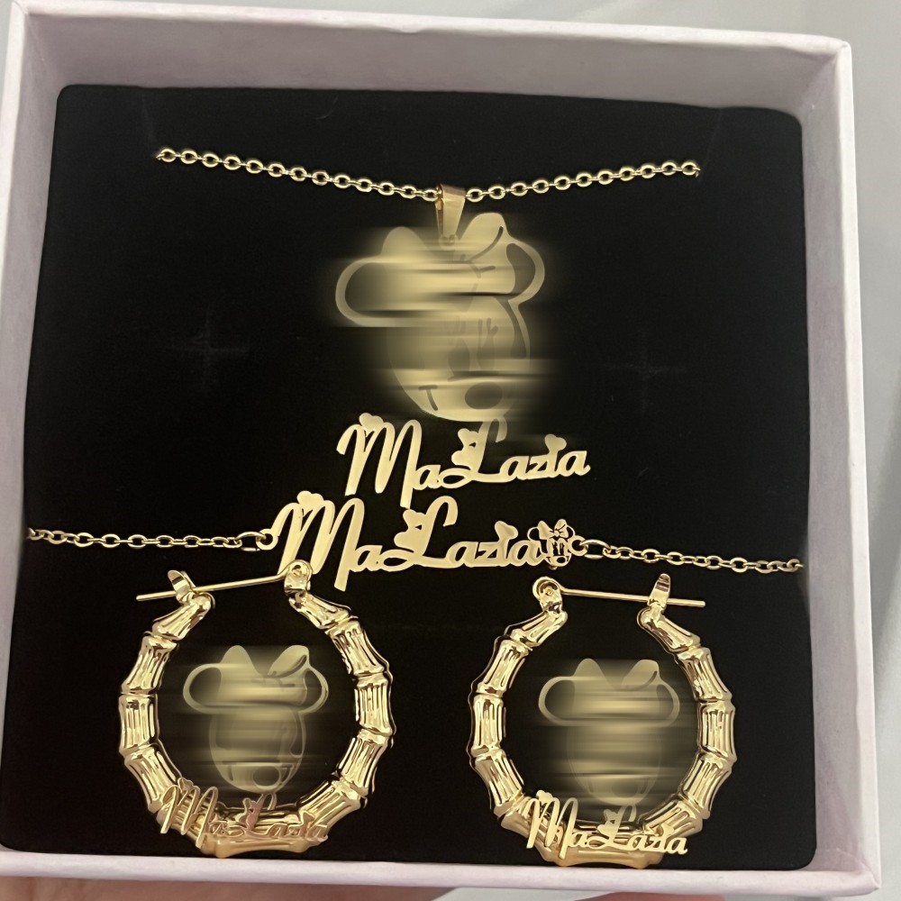 Engraved Name Necklace - DUOYING 사용자 정의 캐릭터 쥬얼리 세트