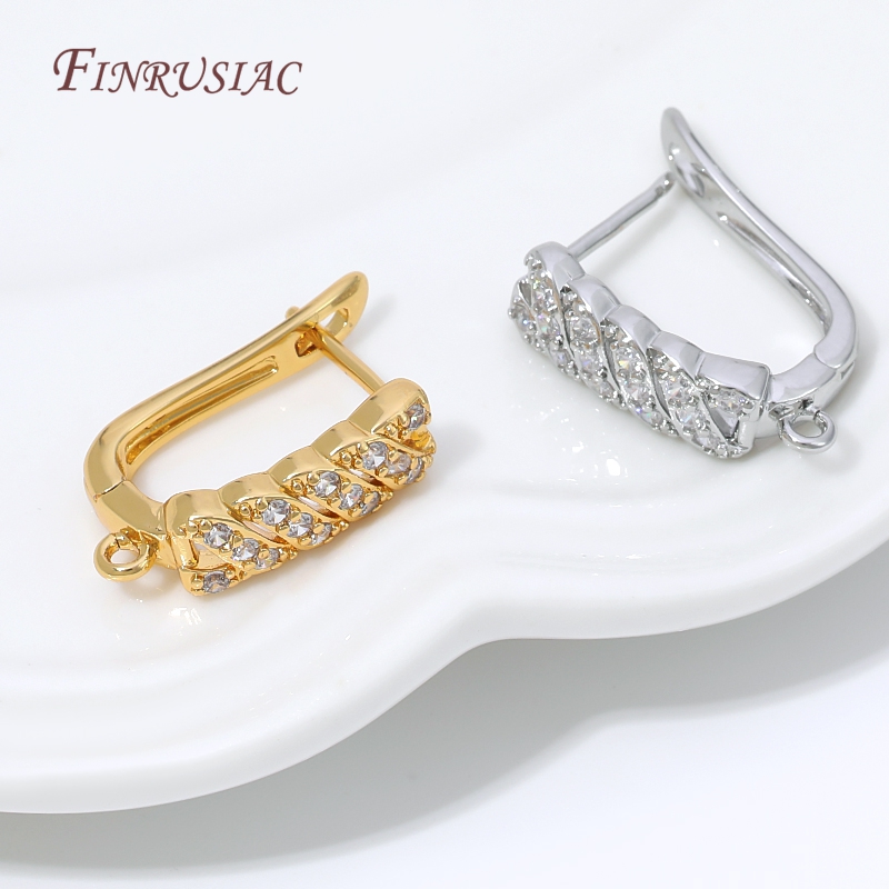 Hoop Earrings - 18K 금도금 큐빅 지르코니아 허기 후프