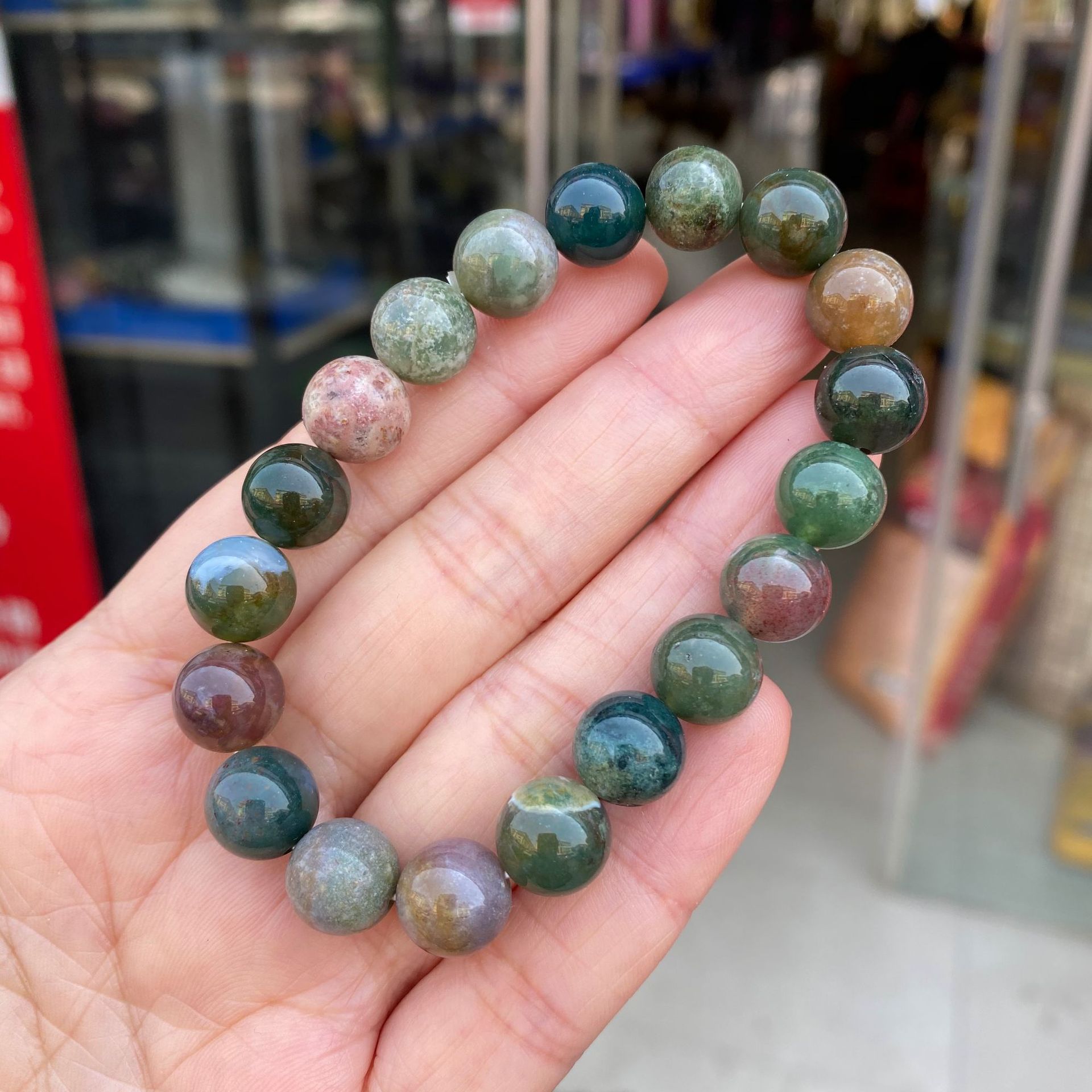 Gemstone Bracelet Healing - 새로운 6/8/10/12 MM 천연 인도 마노