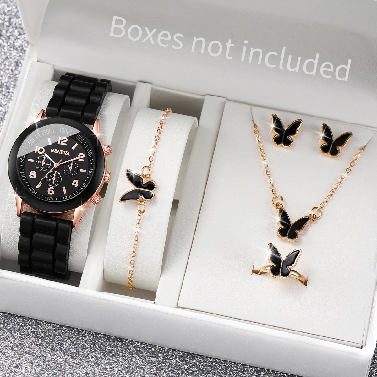 Jewelry Watches For Ladies - 5/6PCS 패션 여성 시계 캐주얼 실리콘