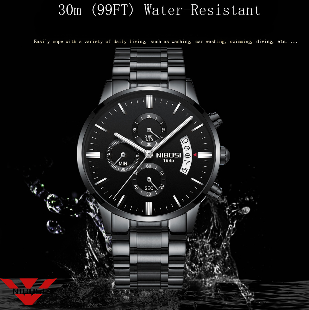 NIBOSI 스테인레스 스틸 블랙 쿼츠 시계 남성 시계 - Jewelry Inspired Watches 리뷰 및 가격
