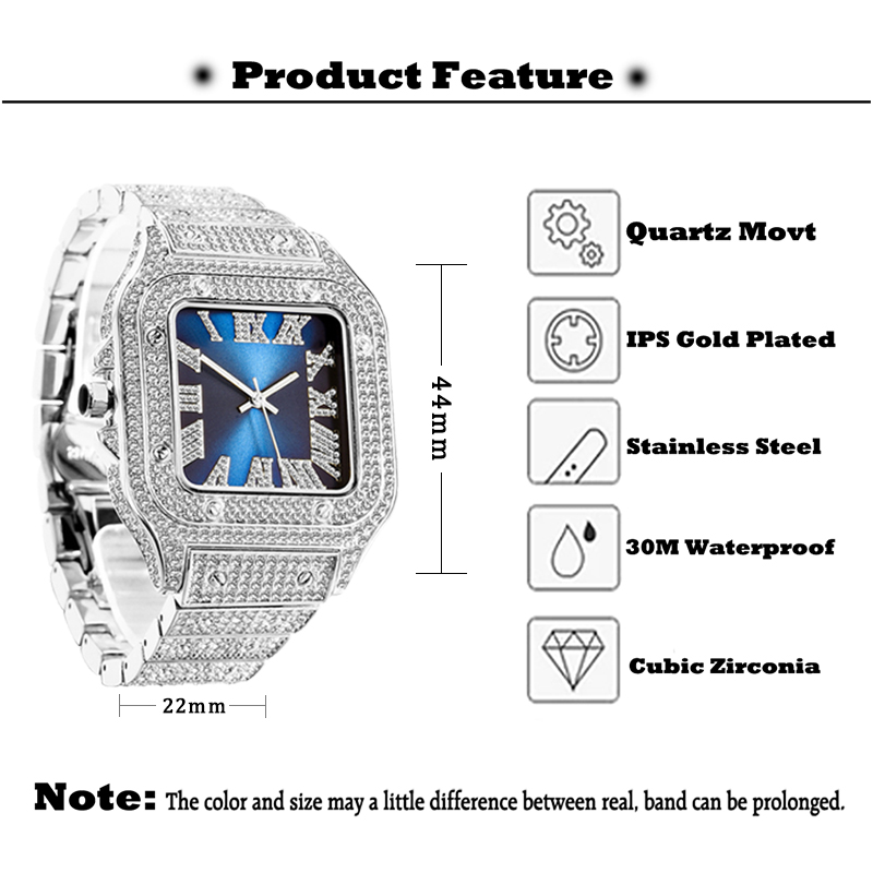 MISSFOX 남성용 바게트 다이아몬드 시계, 탑 브랜 - Jewelry Inspired Watches 리뷰 및 가격