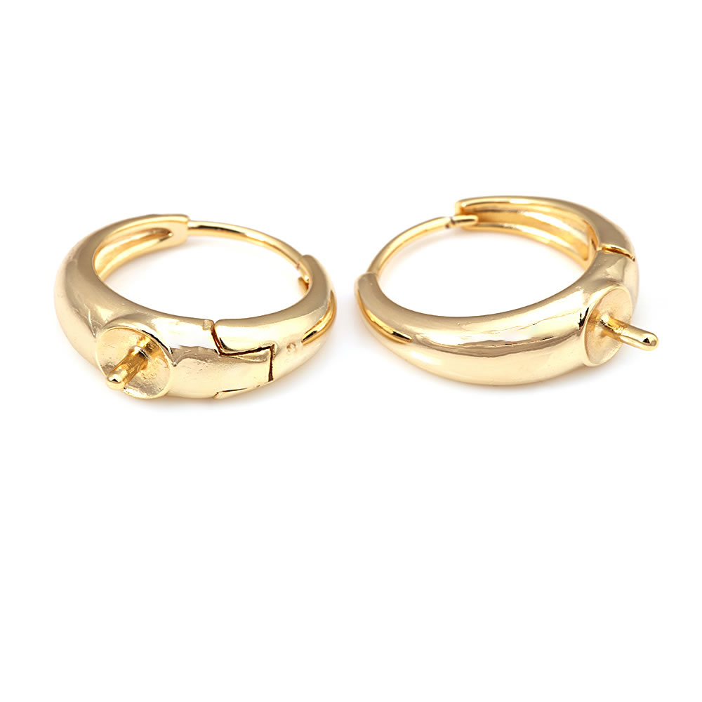 18K 골드 컬러 황동 소재, 하프홀 비즈 루프 귀걸이 - Hoop Earrings 리뷰 및 가격