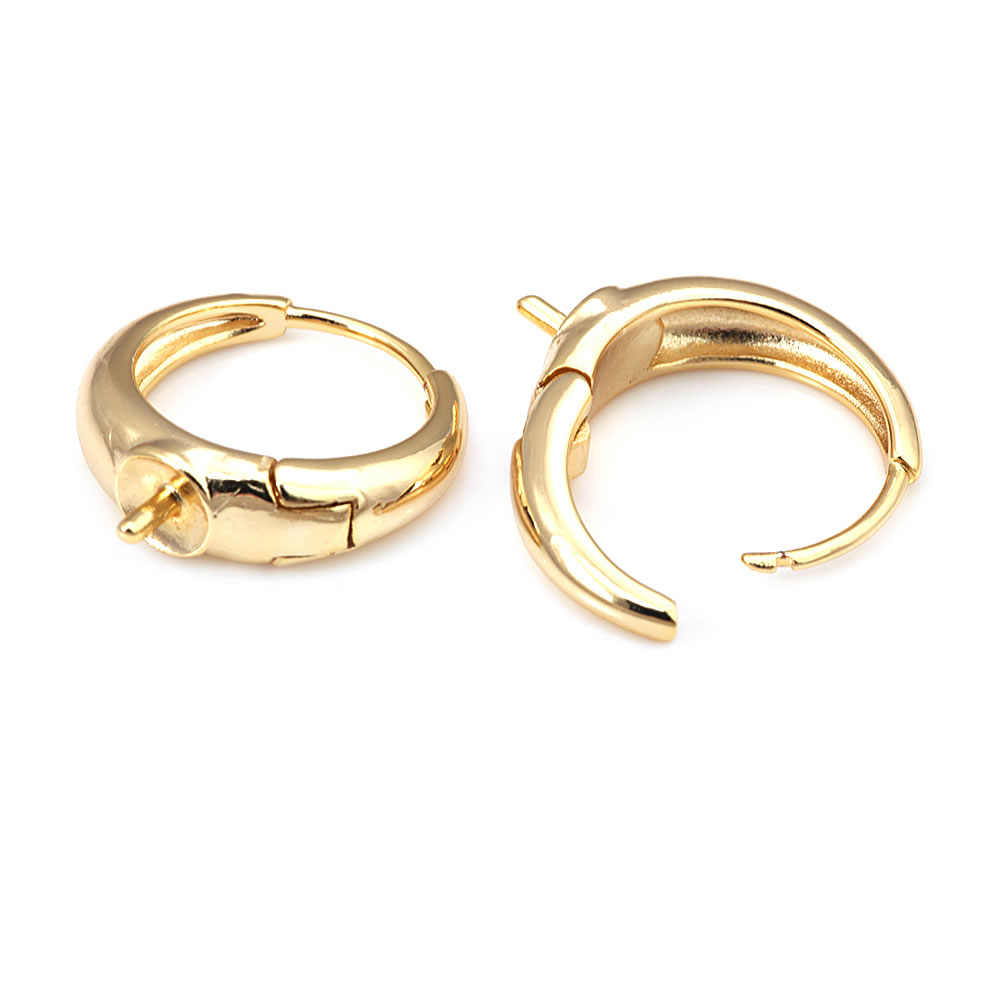 18K 골드 컬러 황동 소재, 하프홀 비즈 루프 귀걸이 - Hoop Earrings 리뷰 및 가격