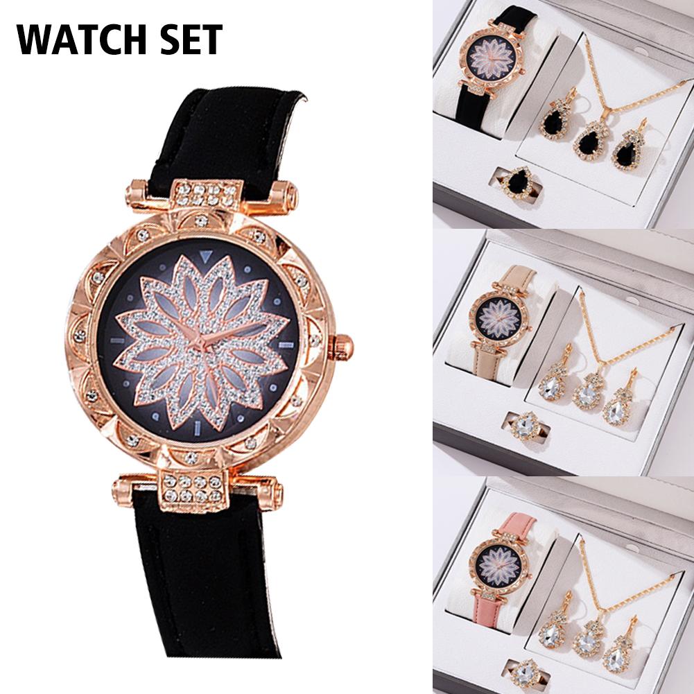 여성용 쿼츠 시계 고급 여성 반지 목걸이 귀걸이 라인스 - Jewelry Watches For Ladies 리뷰 및 가격