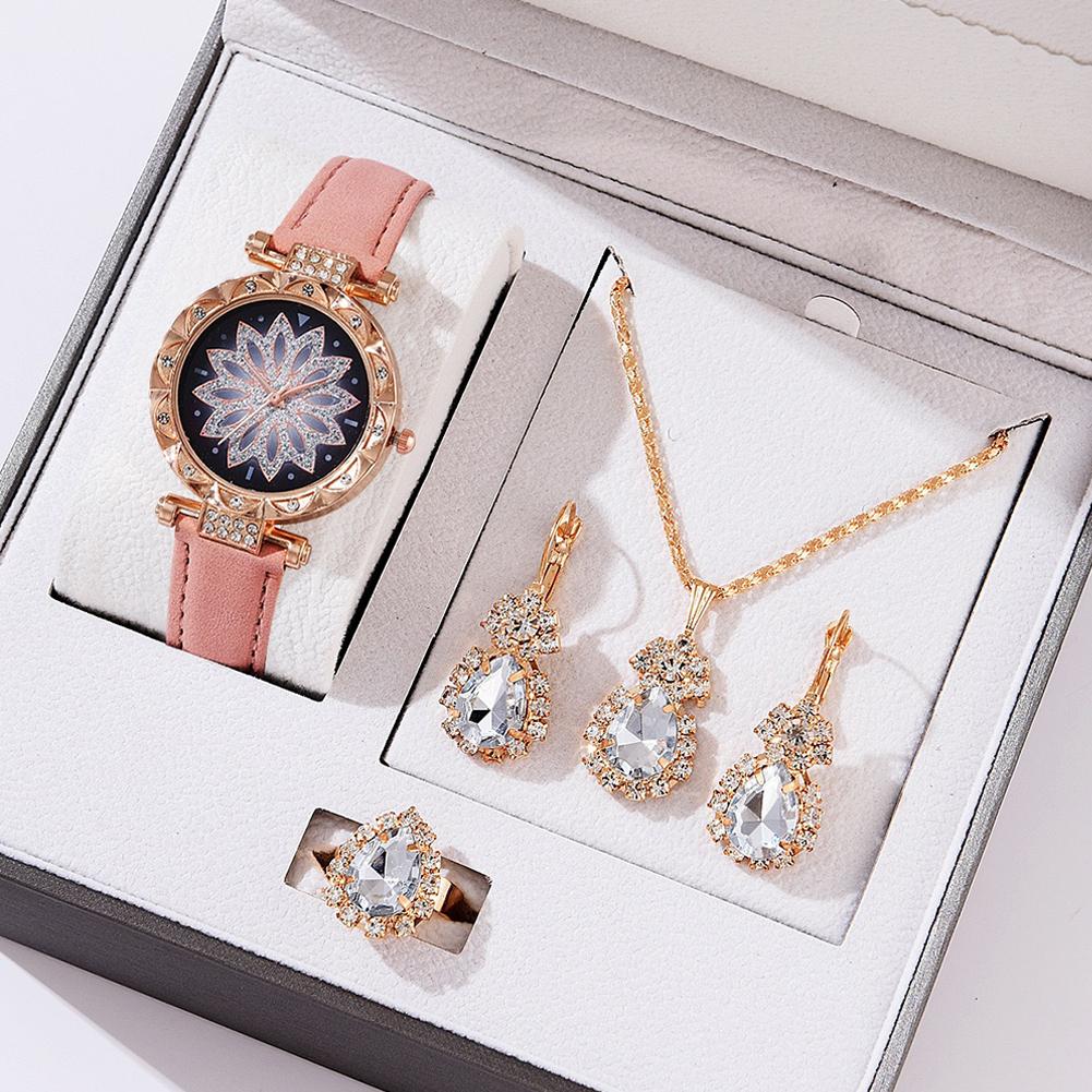 여성용 쿼츠 시계 고급 여성 반지 목걸이 귀걸이 라인스 - Jewelry Watches For Ladies 리뷰 및 가격