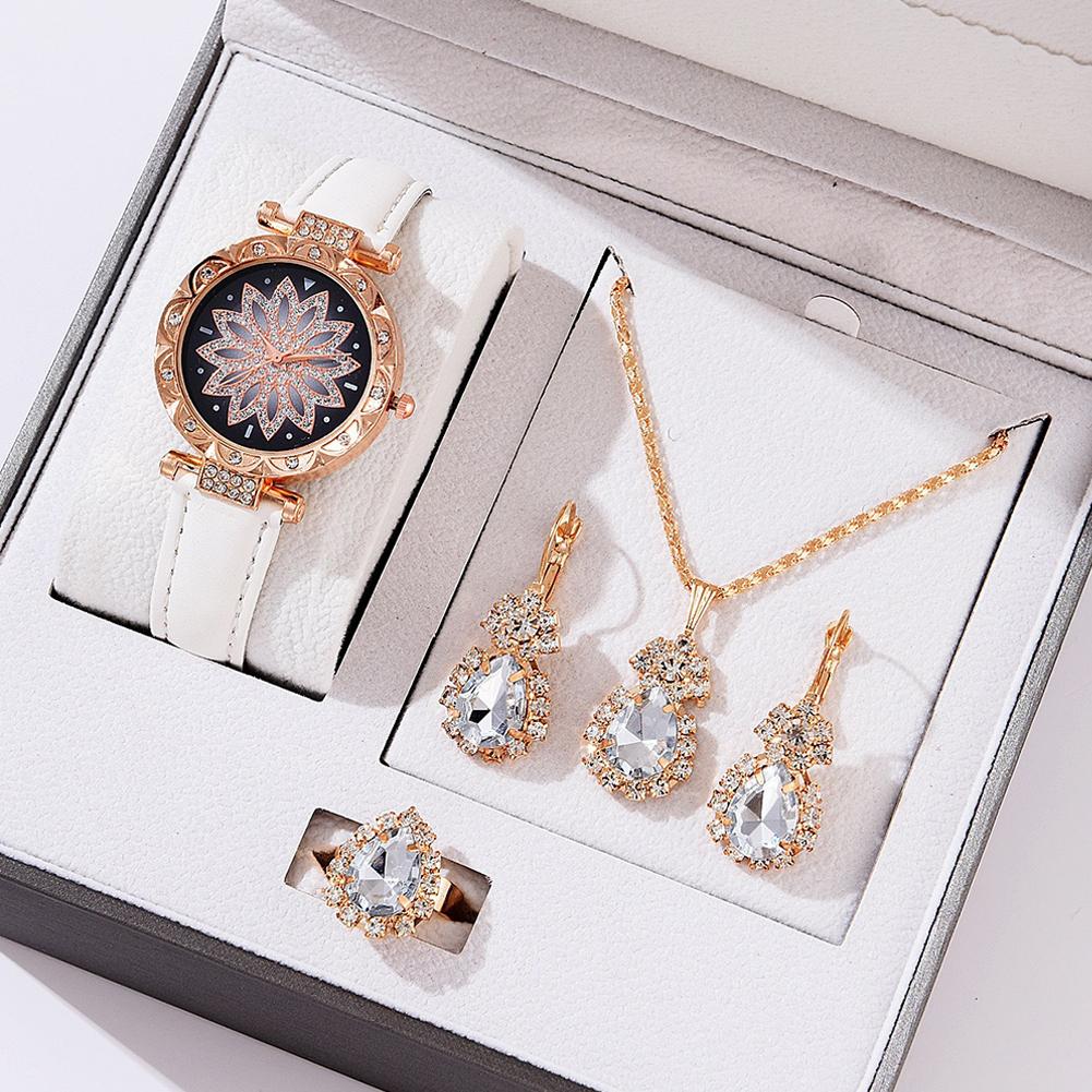 여성용 쿼츠 시계 고급 여성 반지 목걸이 귀걸이 라인스 - Jewelry Watches For Ladies 리뷰 및 가격