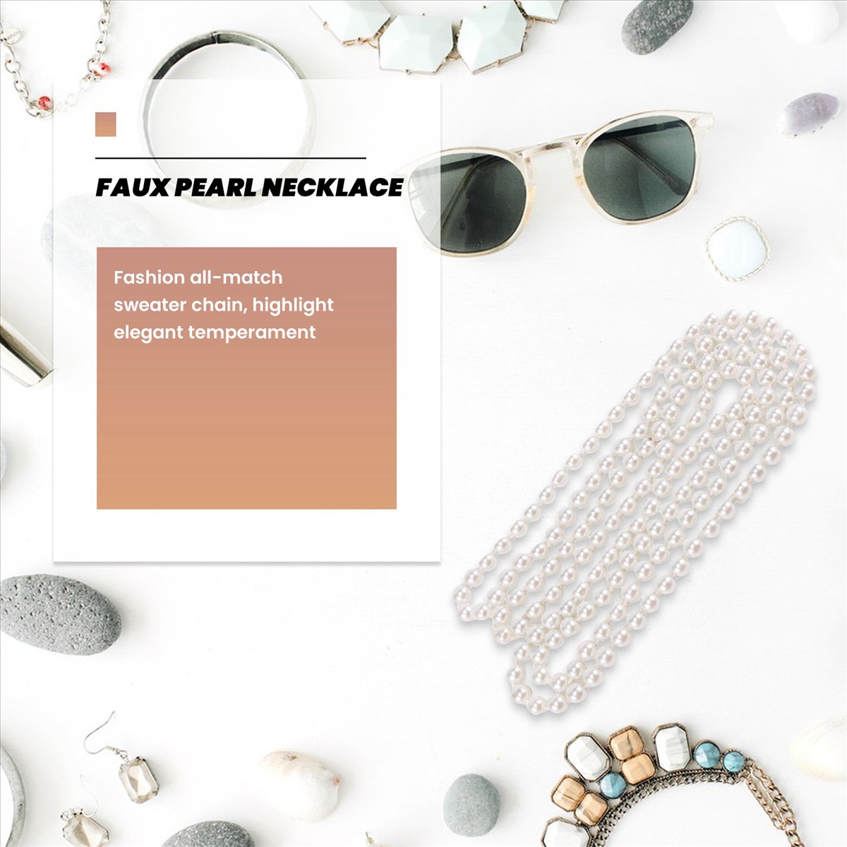 ABQR 인조 진주 롱 스웨터 체인 목걸이 화이트 - Pearl Necklace 리뷰 및 가격