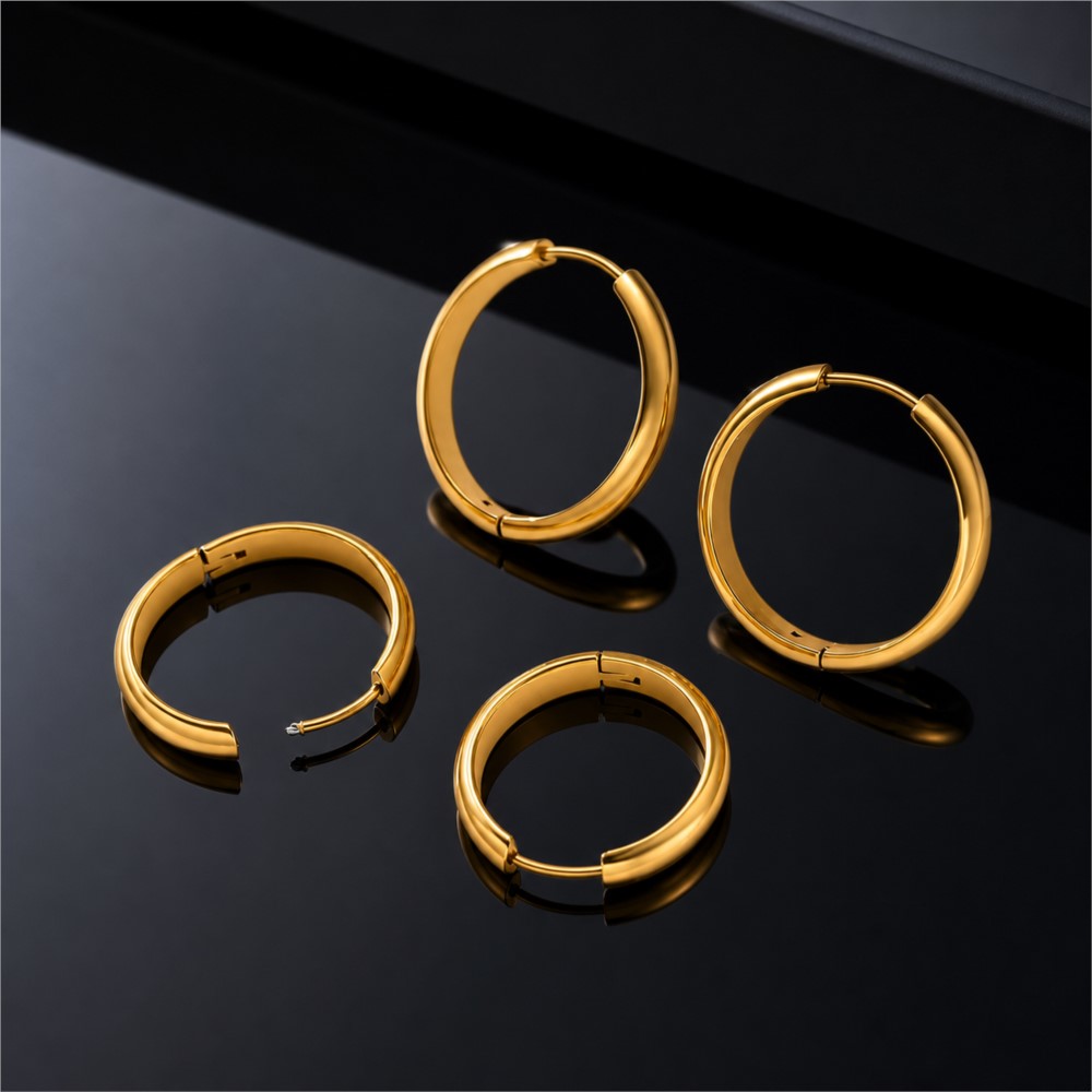 4개 스테인리스 스틸 원형 후프 귀걸이 패션 귀 피어싱 - Hoop Earrings 리뷰 및 가격