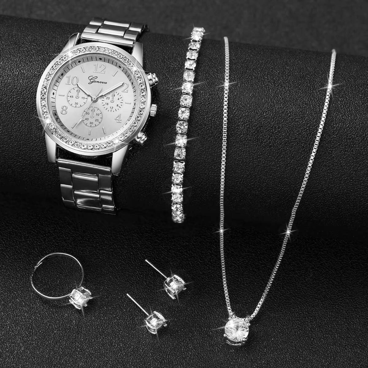 6개/세트 패션 라인스톤 여성용 시계 아날로그 쿼츠 손 - Jewelry Watches For Women 리뷰 및 가격
