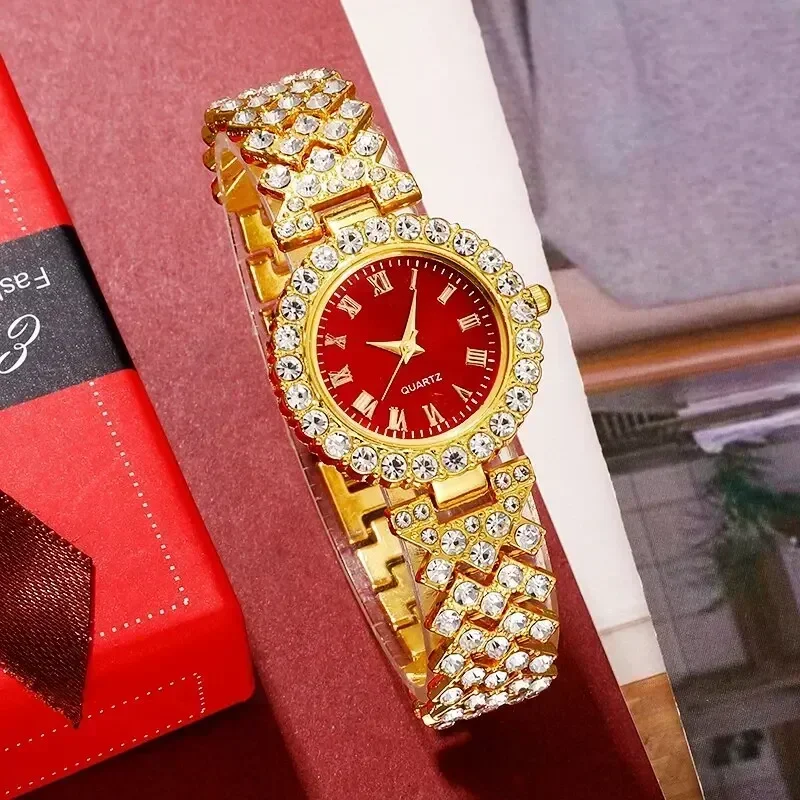 여성용 골든 럭셔리 시계 반지 목걸이 귀걸이 라인석 패 - Jewelry Watches For Ladies 리뷰 및 가격