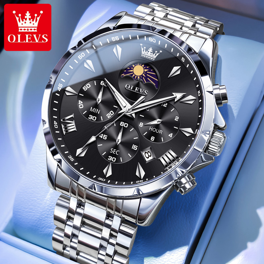 OLEVS 3653 브랜드 문페이즈 캘린더 남성용 시계 - Jewelry Inspired Watches 리뷰 및 가격