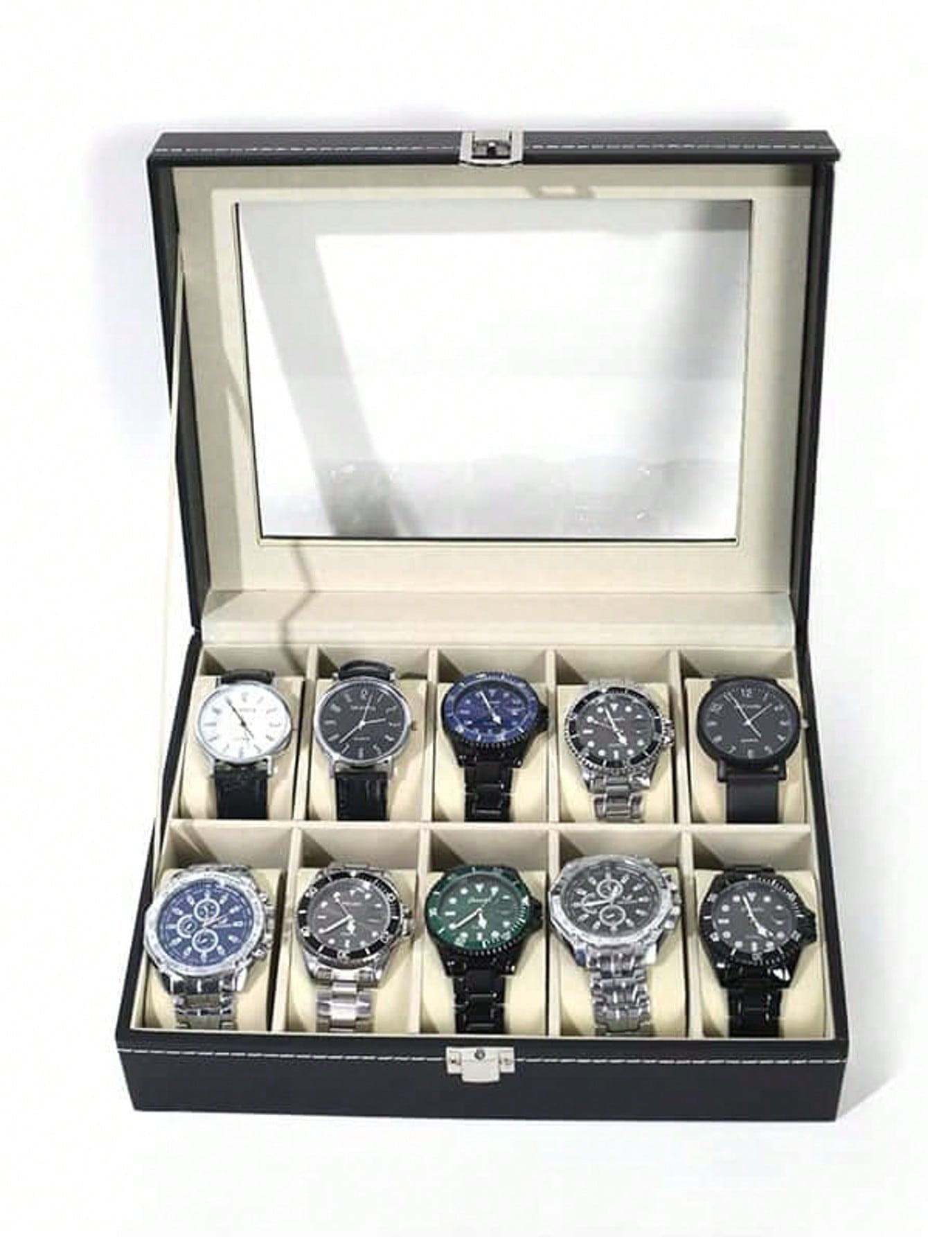 잠금장치가 있는 가죽 시계 상자, 대용량 시계 진열 케 - Jewelry Watches For Women 리뷰 및 가격