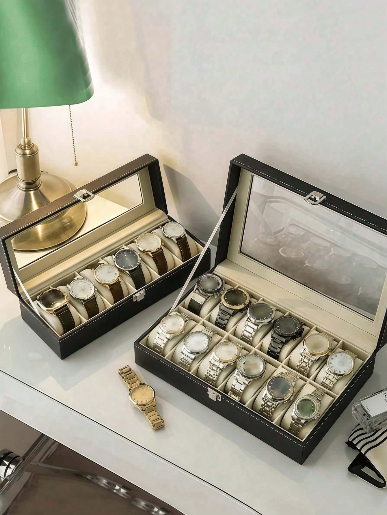 잠금장치가 있는 가죽 시계 상자, 대용량 시계 진열 케 - Jewelry Watches For Women 리뷰 및 가격
