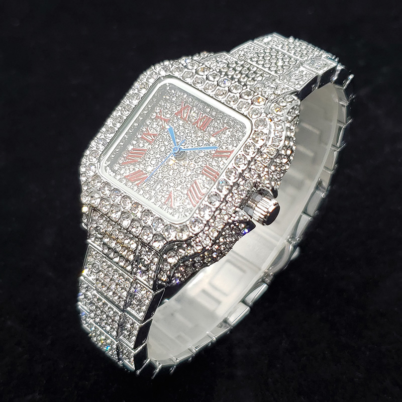 여성을위한 럭셔리 다이아몬드 시계 패션 실버 아이스 아 - High Jewelry Watches 리뷰 및 가격
