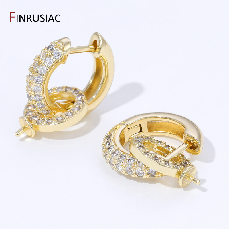 18K 금도금 황동 지르콘 인레이드 후프 귀걸이 진주  - Hoop Earrings 리뷰 및 가격