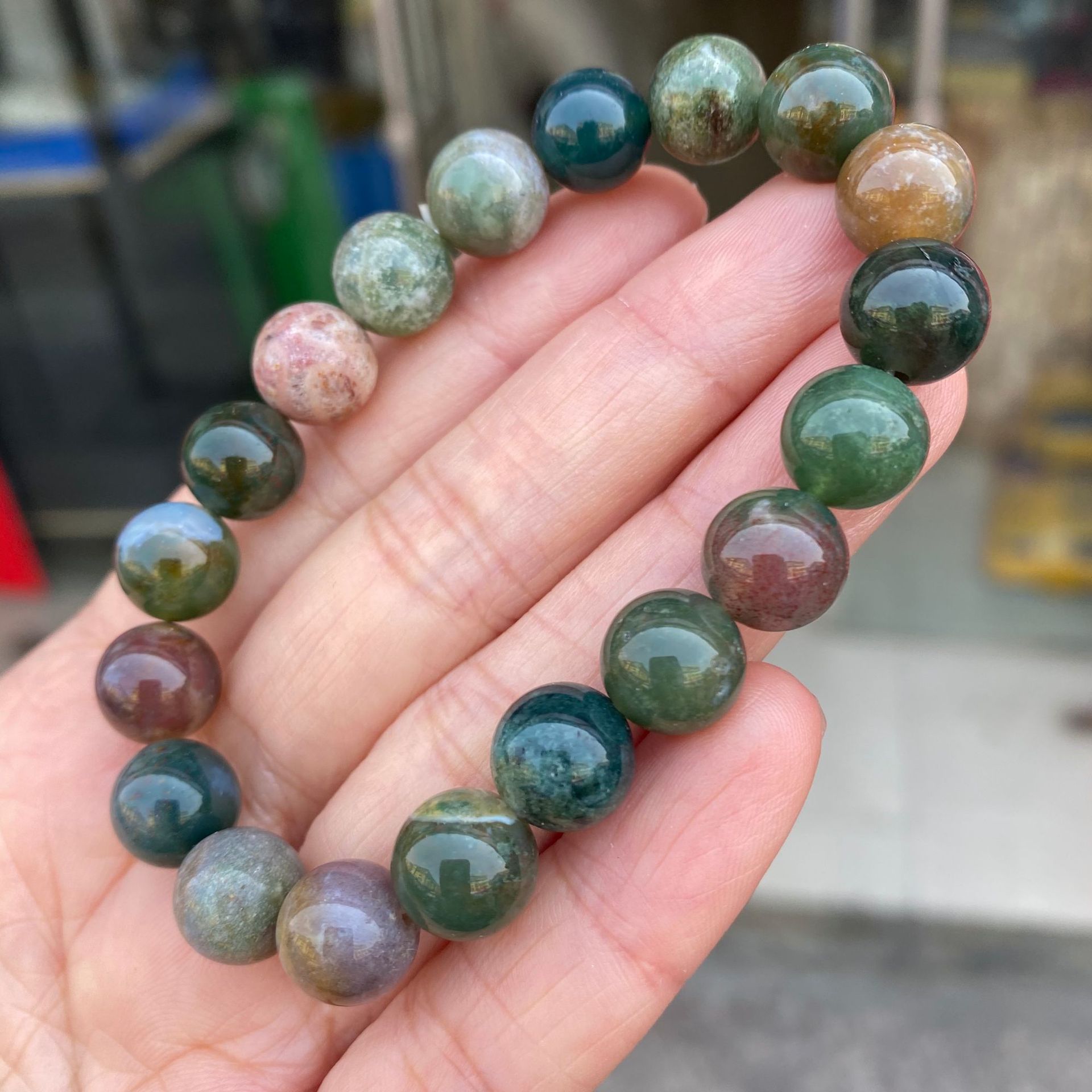 새로운 6/8/10/12 MM 천연 인도 마노 석영 크 - Gemstone Bracelet Healing 리뷰 및 가격