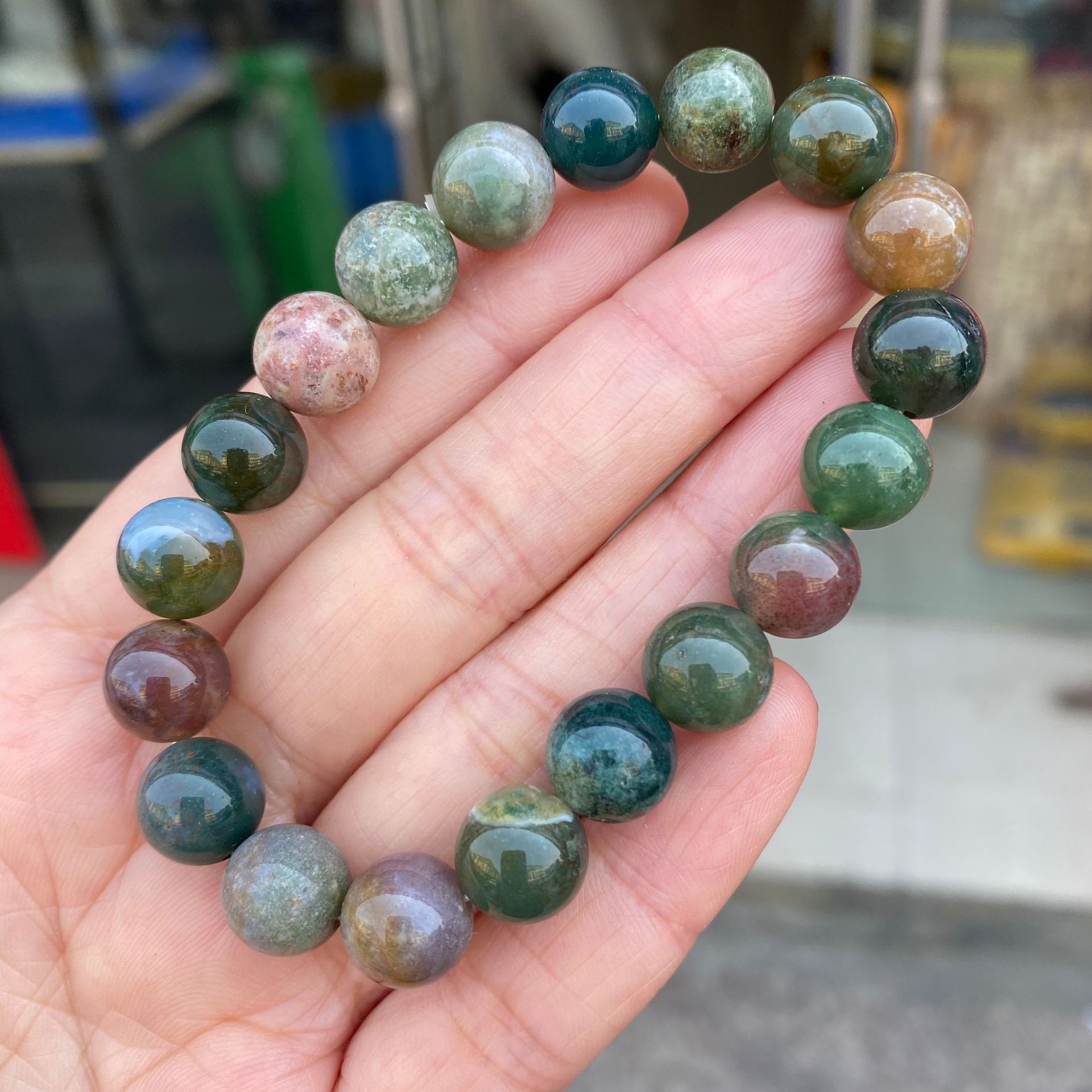새로운 6/8/10/12 MM 천연 인도 마노 석영 크 - Gemstone Bracelet Healing 리뷰 및 가격