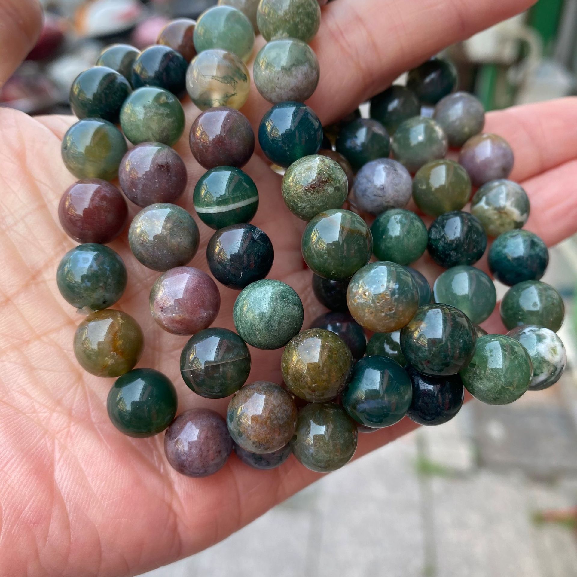 새로운 6/8/10/12 MM 천연 인도 마노 석영 크 - Gemstone Bracelet Healing 리뷰 및 가격