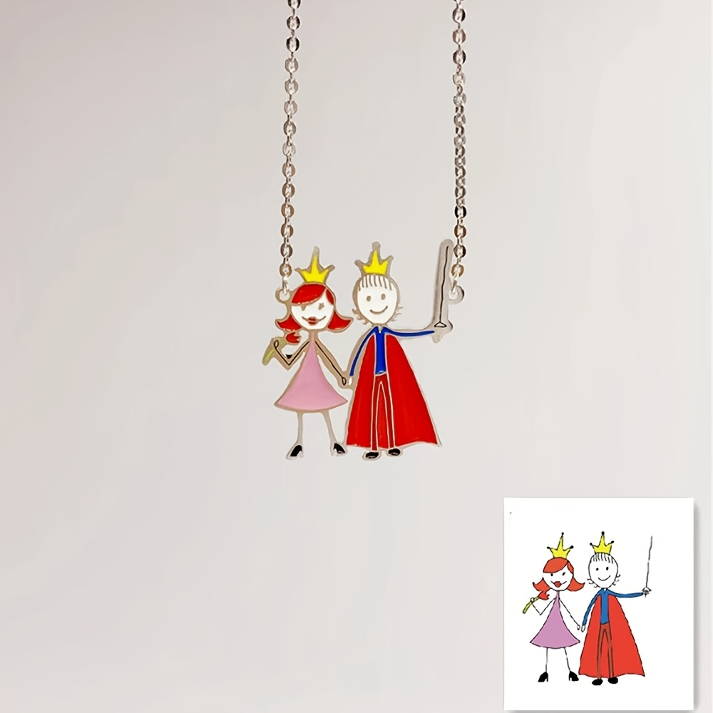 맞춤형 에나멜 펜던트 목걸이 어린이 그림 제작 참 장식 - Engraved Name Necklace 리뷰 및 가격
