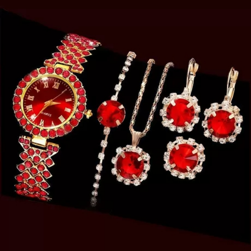 6PCS 우아한 여성 패션 쥬얼리 및 시계 세트, 숙녀 - Jewelry Watches For Ladies 리뷰 및 가격